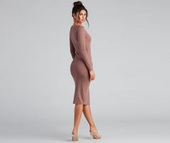 Cute As A Button V-Neck Midi Dress