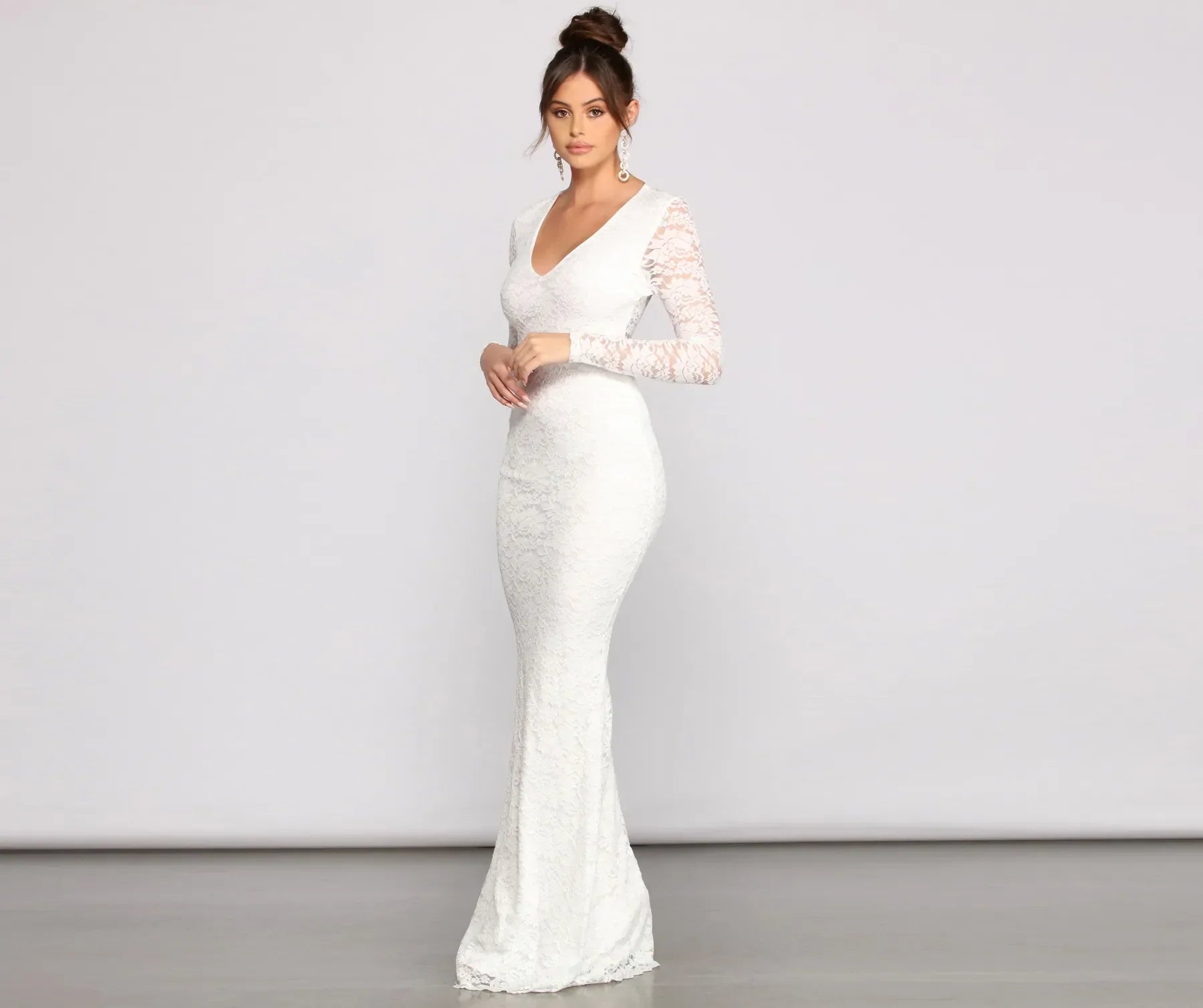 Brooke Lace V Neck Formal Dress